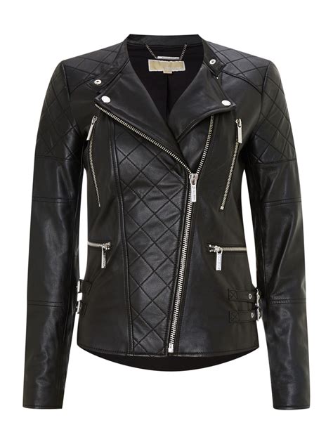 michael kors black leather jacket quilted|Michael Kors waterproof jacket.